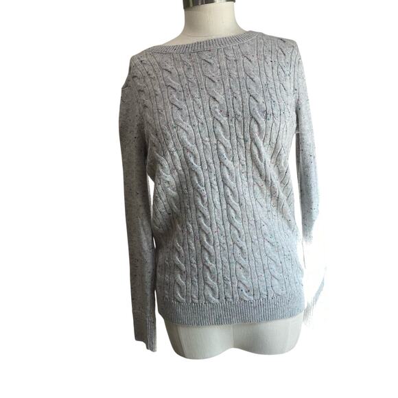Talbots Sweater Pullover Gray Cable Knit Long Sleeve Cotton Acrylic Size Small - Picture 1 of 10